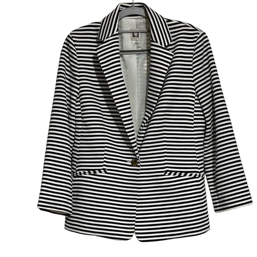 Anne Klein Women's Medium Blazer Black & White Stripes Jacket  NWOT